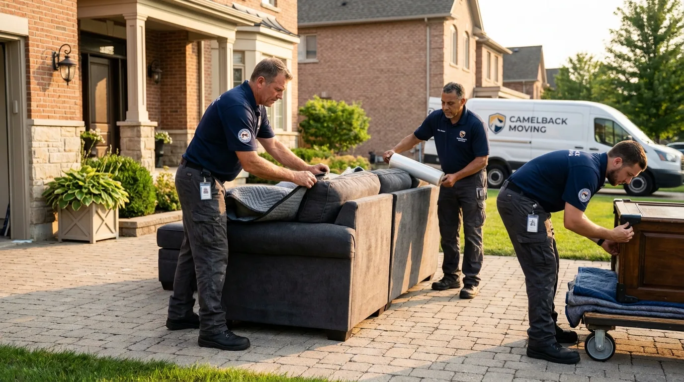 Large estate moving crew wrapping furniture in Libby, MT