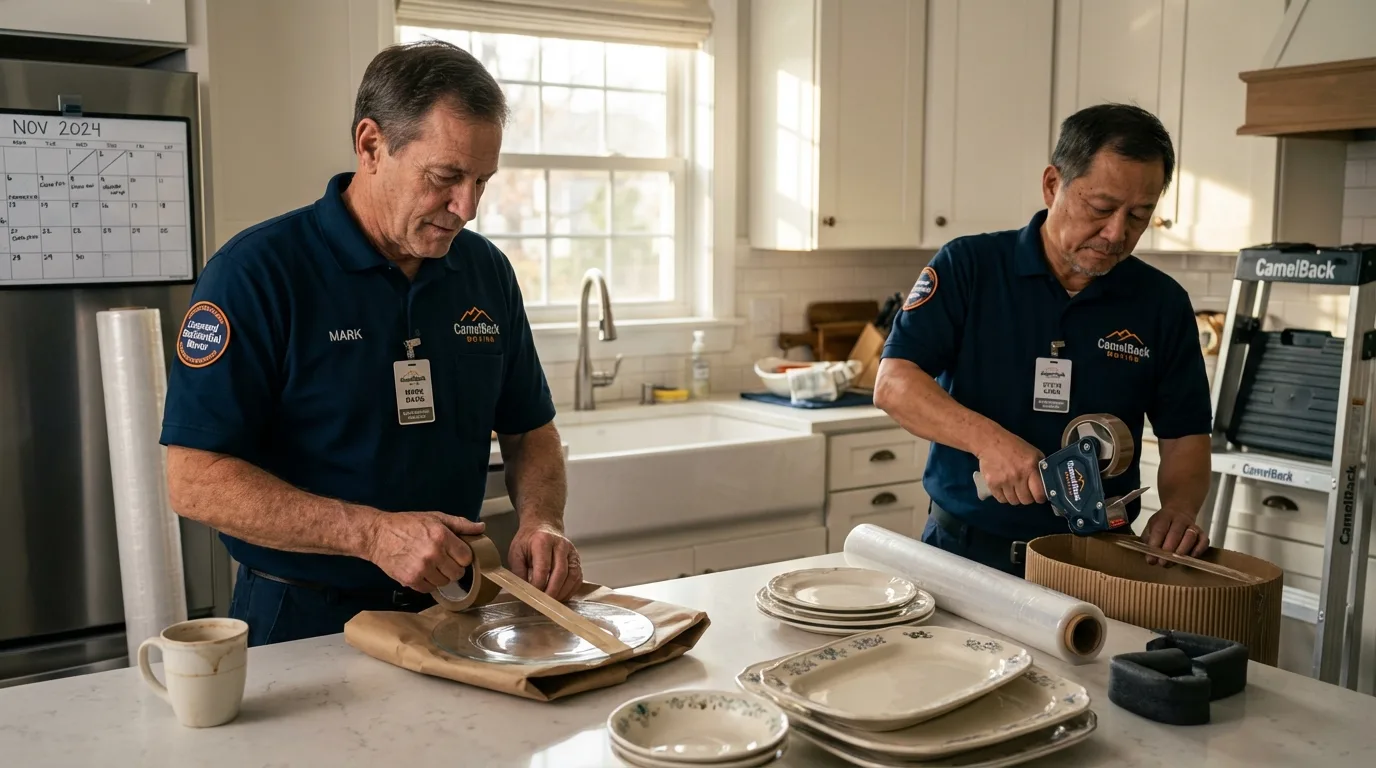 Professional crew packing kitchen dishware in Libby, MT